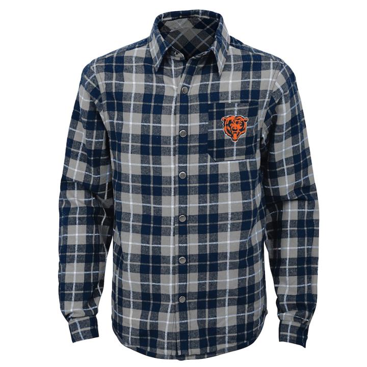 Boys 8-20 Chicago Bears Sideline Plaid Shirt, Size: S 8, Blue (navy)