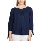Women's Chaps Off-the-shoulder Top, Size: Large, Blue (navy)