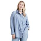 Plus Size Levi's Button Front Top, Women's, Size: 3xl, Med Blue