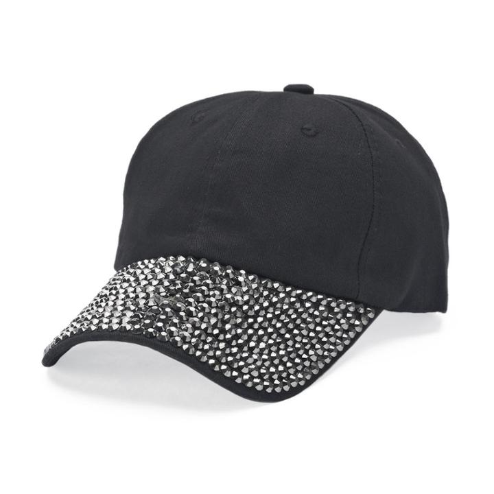 Women's Twill Rhinestone Pave Brim Baseball Cap, Oxford