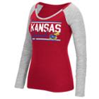 Women's Adidas Kansas Jayhawks Double Color Tee, Size: Large, Red