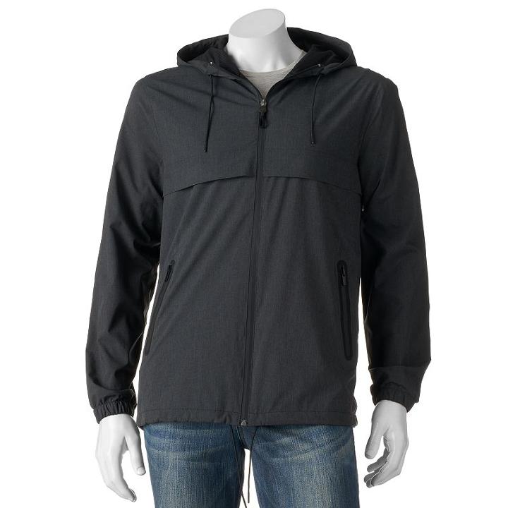 Men's Marc Anthony Slim-fit Luxury+ Hooded Rain Jacket, Size: Medium, Grey