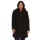 Plus Size Gallery Basketweave Long Wool Blend Coat, Women's, Size: 3xl, Black