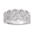 Stella Grace Sterling Silver 1/5 Carat T.w. Diamond Scalloped Ring, Women's, Size: 7, White