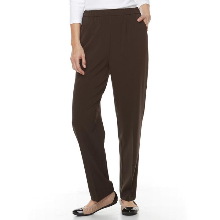Women's Croft & Barrow&reg; Straight-fit Ruched Polished Pull-on Pants, Size: 6, Brown