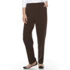 Women's Croft & Barrow&reg; Straight-fit Ruched Polished Pull-on Pants, Size: 6, Brown