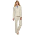 Women's Le Suit Tonal-stripe Jacket & Pant Suit, Size: 18, Lt Beige