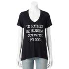 Juniors' Hanging Out With My Dog Graphic Tee, Teens, Size: Large, Black