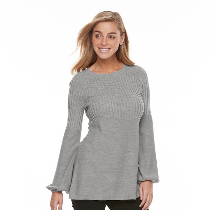 Women's Apt. 9&reg; Ribbed Metallic Crewneck Sweater, Size: Xxl, Med Grey