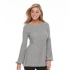 Women's Apt. 9&reg; Ribbed Metallic Crewneck Sweater, Size: Xxl, Med Grey