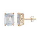 10k Gold Lab-created Aquamarine Rectangle Stud Earrings, Women's, Blue