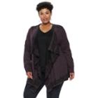 Plus Size Napa Valley Pattern Draped Cardigan, Women's, Size: 2xl, Purple