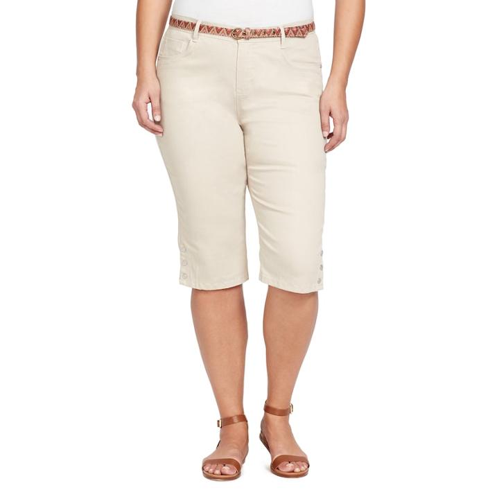 Plus Size Gloria Vanderbilt Sasha Skimmer Capris, Women's, Size: 24 W, Brown