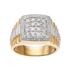 Men's Two Tone 10k Gold 1 Carat T.w. Diamond Cluster Ring, Size: 10, White