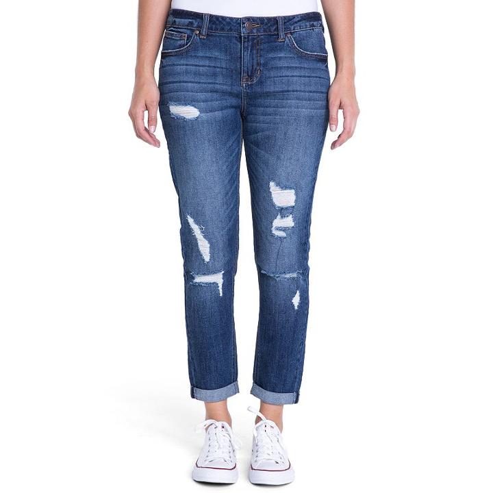 Juniors' Crave Ripped Slim Girlfriend Jeans, Teens, Size: 1, Purple Oth