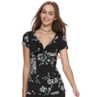 Juniors' Candie's&reg; Twist-front Tee, Teens, Size: Medium, Black
