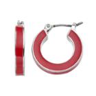 Napier Inlaid Nickel Free Hoop Earrings, Women's, Red