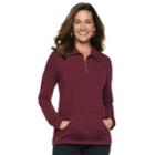 Women's Croft & Barrow&reg; 1/4-zip French Terry Sweatshirt, Size: Large, Dark Red