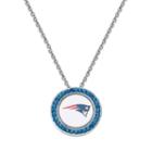 New England Patriots Team Logo Crystal Pendant Necklace - Made With Swarovski Crystals, Women's, Size: 18, Blue