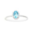 Sterling Silver Blue Topaz & Diamond Accent Oval Halo Ring, Women's, Size: 9