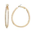 Simulated Crystal Pave Nickel Free Inside Out Hoop Earrings, Women's, Gold