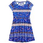 Girls 7-16 Three Pink Hearts Strappy Skater Dress, Size: 10, Med Blue
