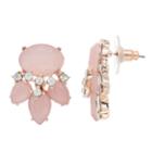 Rose Gold Tone Pink Cluster Button Stud Earrings, Women's