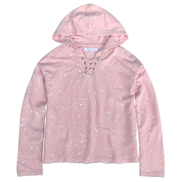 Girls' 7-16 Harper & Elliott Splatter Lace-up Hoodie, Size: Large, Light Pink