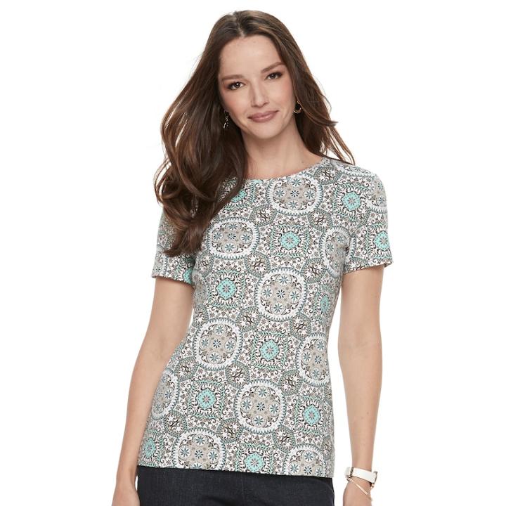 Petite Croft & Barrow&reg; Essential Crewneck Tee, Women's, Size: Xs Petite, Light Blue
