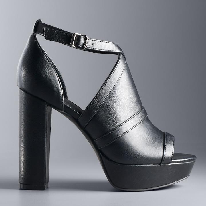 Simply Vera Vera Wang Parakeet Women's Platform High Heel Sandals, Size: 7, Black