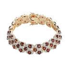 18k Gold-plated Garnet And Diamond Accent Openwork Bracelet - 8-in, Women's, Size: 8, Red