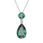 Emotions Sterling Silver Teardrop Pendant - Made With Swarovski Cubic Zirconia, Women's, Green