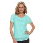Women's Croft & Barrow&reg; Lace-front Tee, Size: Xl, Light Blue