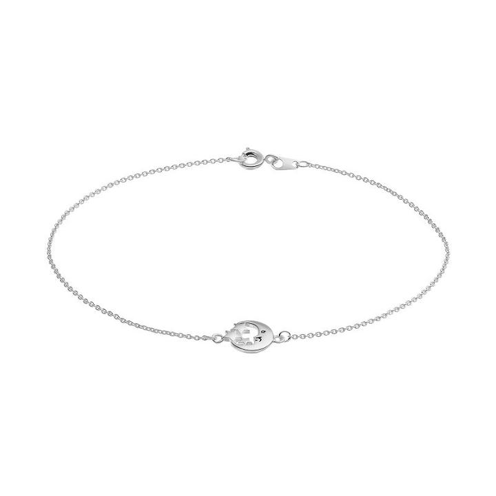 Barefootsies Silver Plated Moon & Stars Anklet, Women's, Size: 9, Grey