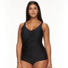 Plus Size Croft & Barrow&reg; Fringe D-cup One-piece Swimsuit, Women's, Size: 16 W, Black