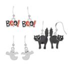 Ghost, Boo! & Black Cat Halloween Earring Set, Women's, Multicolor