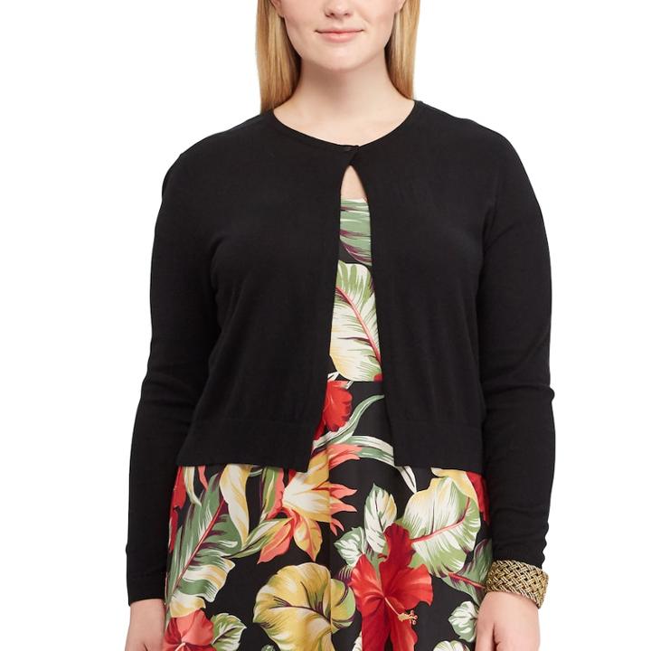 Plus Size Chaps Crop Cardigan, Women's, Size: 2xl, Black