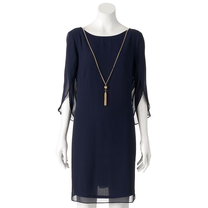 Women's Msk Navy Shift Dress, Size: 10, Lt Orange