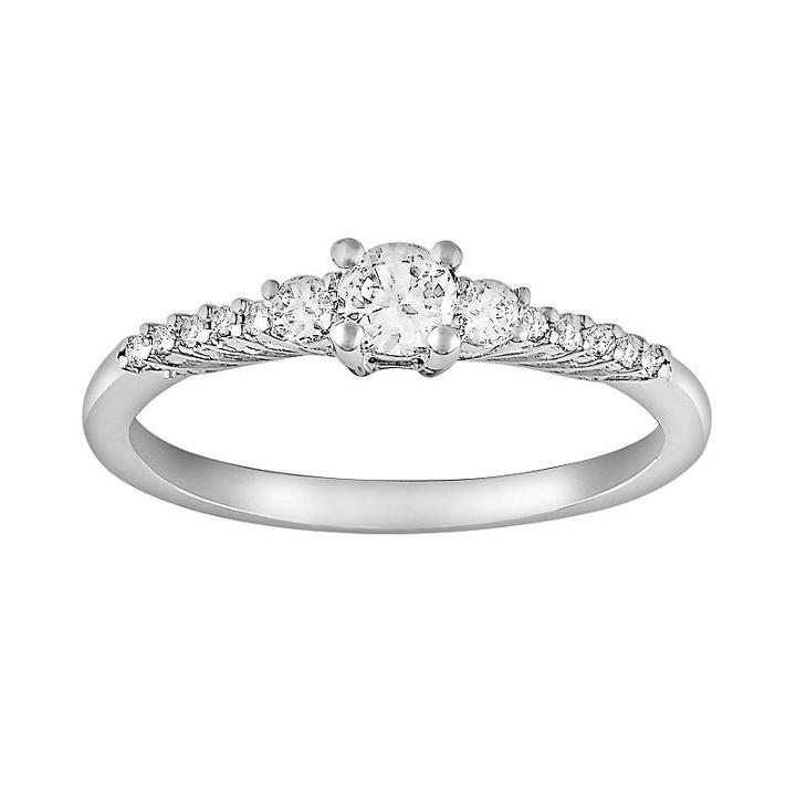 Sterling Silver Lab-created White Sapphire And Diamond Accent Ring, Women's, Size: 9