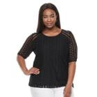 Plus Size Dana Buchman Lace Tee, Women's, Size: 1xl, Black