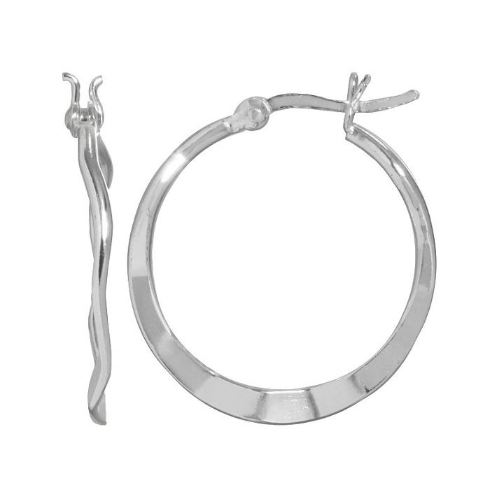 Silver Plated Wavy Hoop Earrings, Women's, Grey