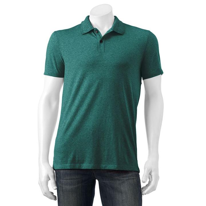 Men's Apt. 9&reg; Jaspe Slim-fit Textured Polo, Size: Large Slim, Dark Blue