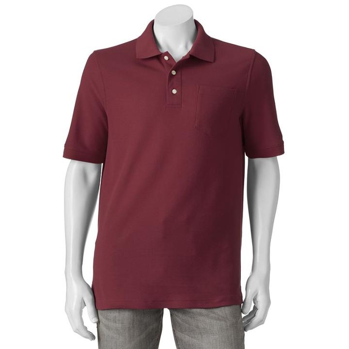 Men's Croft & Barrow&reg; Performance Pocket Pique Polo, Size: Xxl, Dark Red