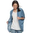 Juniors' Pink Republic Scallop-trim Dolman Cardigan, Teens, Size: Large, Med Blue