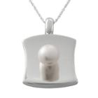 Sterling Silver Freshwater Cultured Pearl Rectangle Pendant Necklace, Adult Unisex, Size: 18, Grey