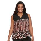Plus Size Dana Buchman Printed Crochet-trim Top, Women's, Size: 1xl, Med Brown