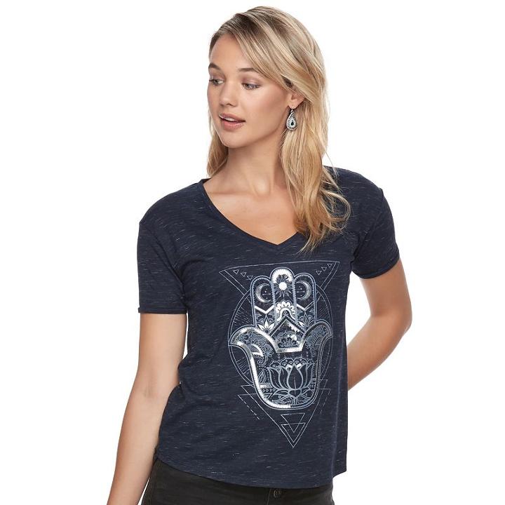 Juniors' Fifth Sun Hamsa Hand Graphic Tee, Teens, Size: Xl, Blue (navy)