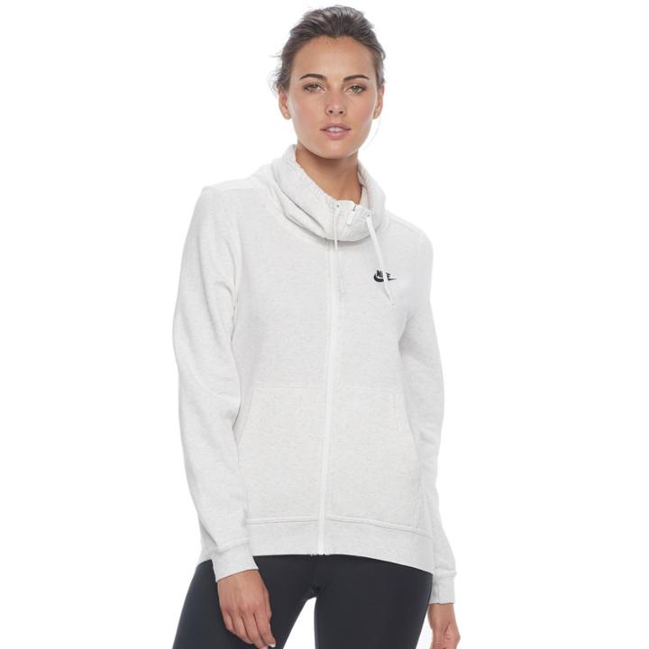 Women's Nike Sportswear Funnel Neck Zip Up Hoodie, Size: Large, Light Grey