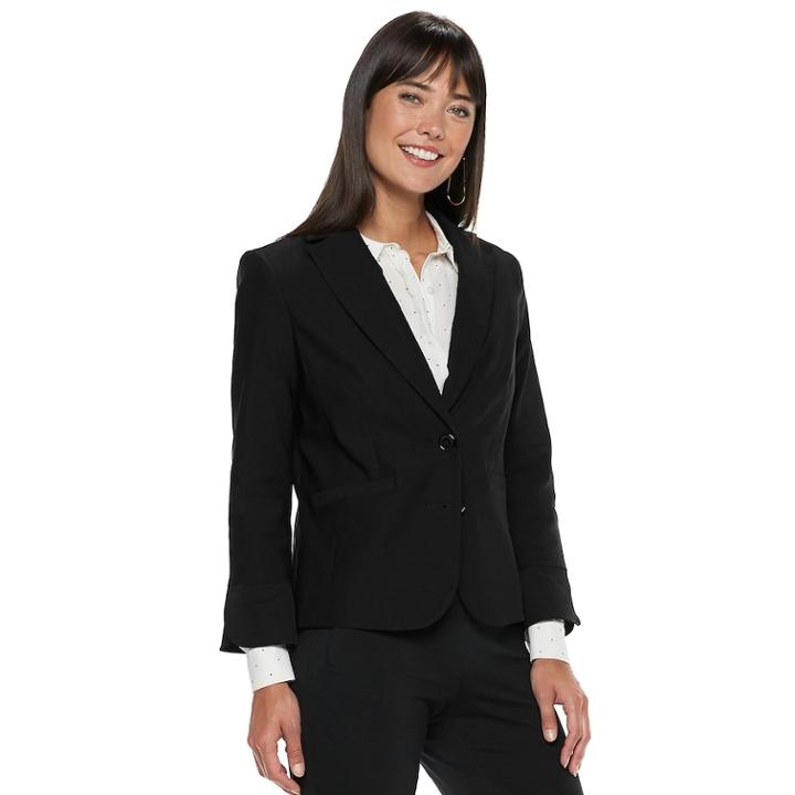 Women's Elle&trade; Tulip-sleeve Blazer, Size: Xs, Black
