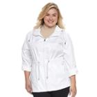 Plus Size D.e.t.a.i.l.s Hooded Roll-tab Packable Anorak Jacket, Women's, Size: 1xl, White